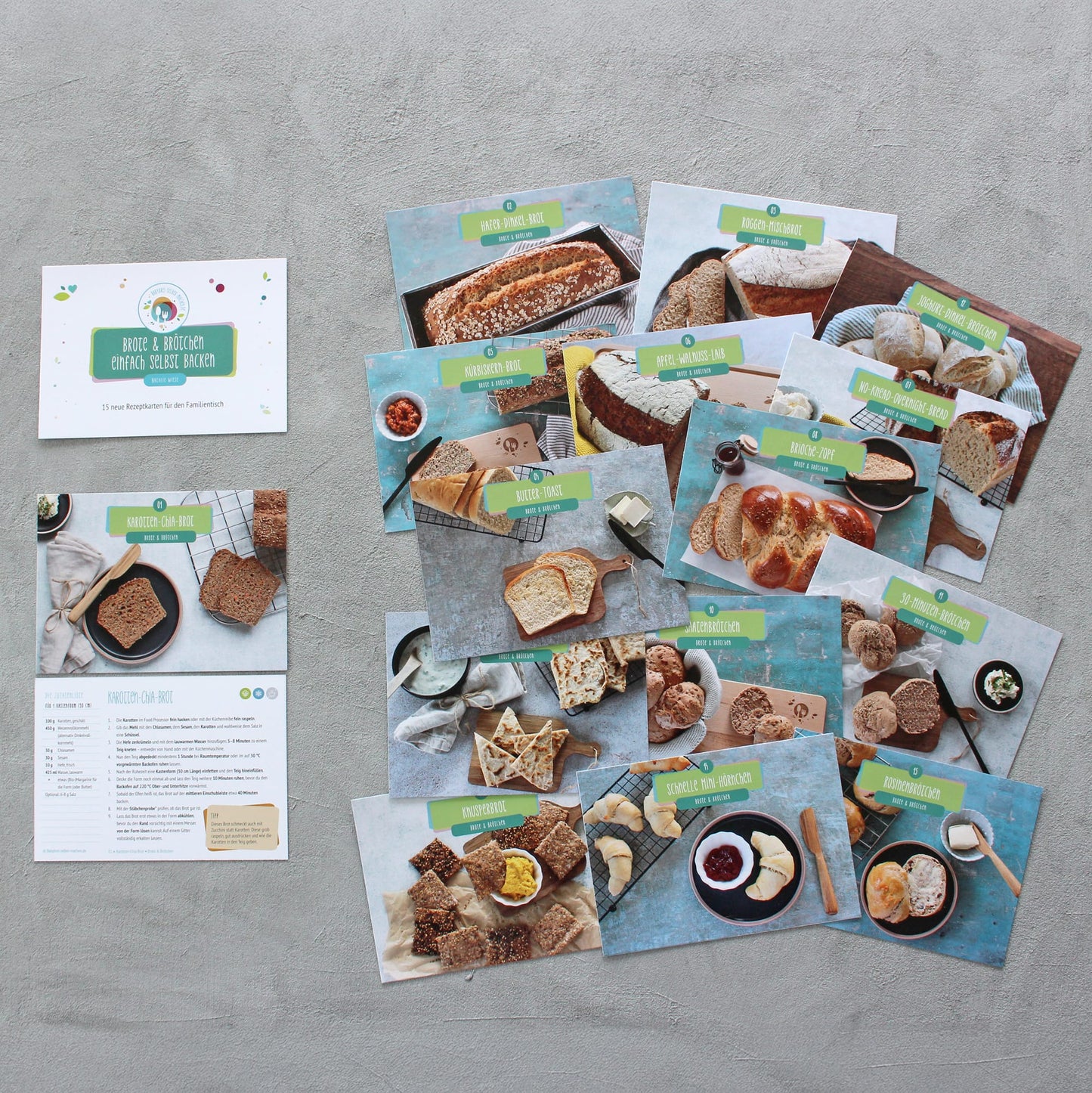 Rezeptkarten-Set Brote & Brötchen einfach selbst backen