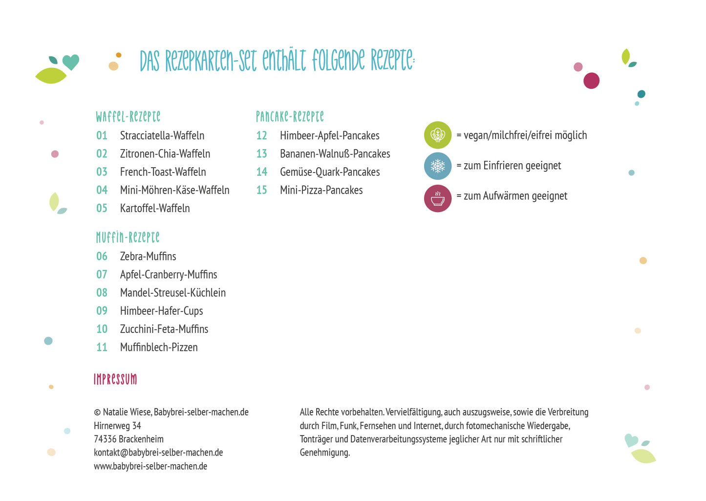 Rezeptkarten-Set Waffeln, Muffins & Pancakes