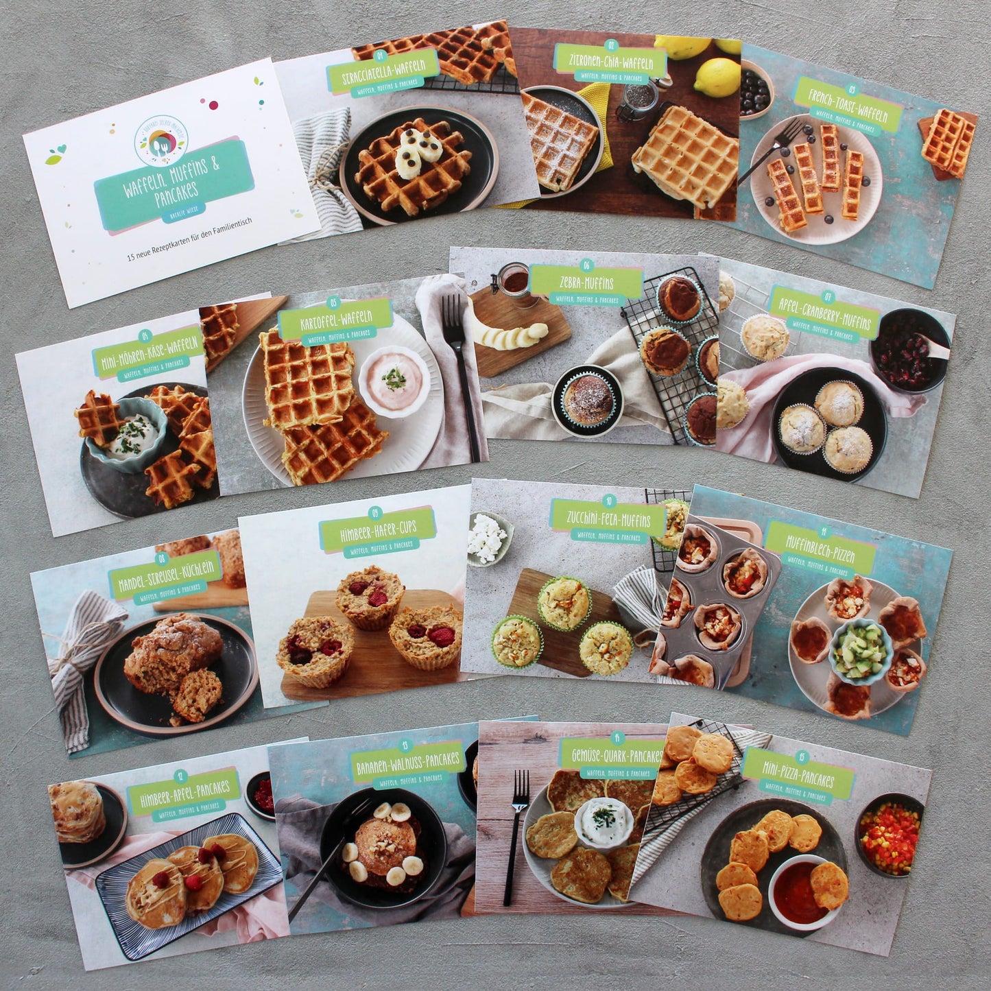Rezeptkarten-Set Waffeln, Muffins & Pancakes